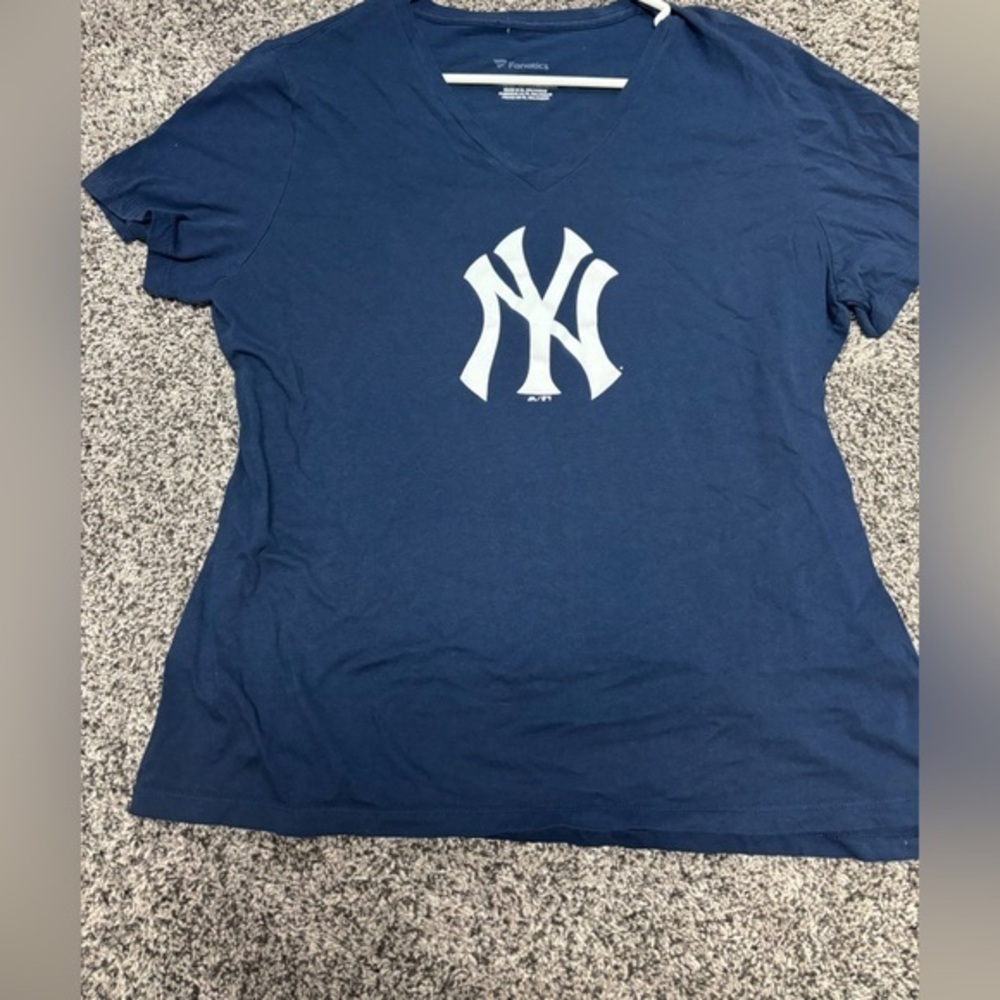 Women's Navy Blue V-Neck Top YANKEES